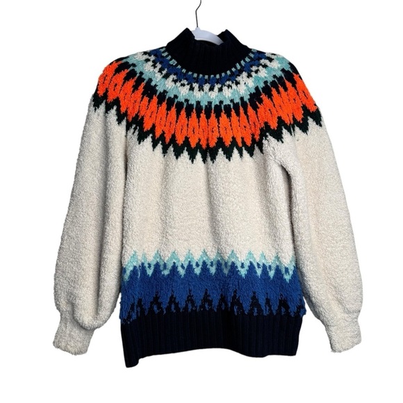 $168 Pilcro x Anthropologie Fair Isle Ivory Black Turtleneck Sweater XS - Picture 2 of 8